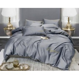 Set de lenjerie din microfibră 200x220 cm, 3 piese, culoare gri grafit