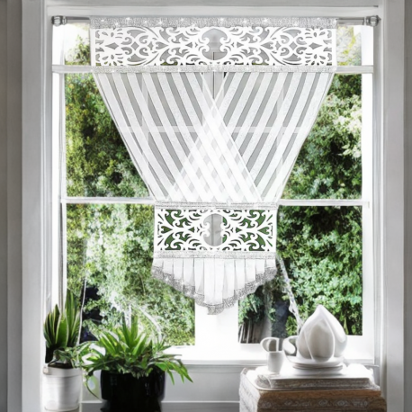 Panou decorativ de fereastră din voal cu zirconii 120x160 cm