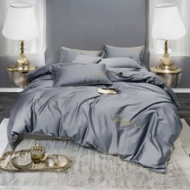 Set de lenjerie din microfibră, 3 piese, 160x200 cm, în culoare grafit