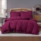 Set de lenjerie 3 piese cu volane, culoare bordo, 160x200 cm