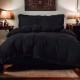 Set de lenjerie 3 piese cu volane, culoare neagră, 160x200 cm