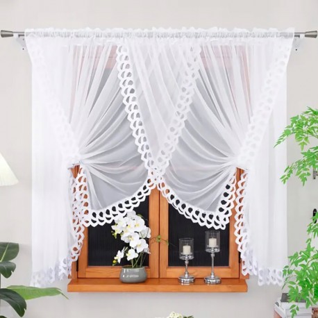 Perdea din voal cu dantelă florală tip gipure 400x160 cm