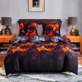 Set de lenjerie de pat din bumbac satinat, 3 piese, Cristale de foc 200x160 cm