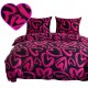 Set de lenjerie de pat din bumbac satinat, 3 piese, Inimi 200x160 cm