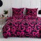 Set de lenjerie de pat din bumbac satinat, 3 piese, Inimi 200x160 cm