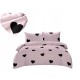 Set de lenjerie de pat din bumbac satinat, 3 piese, Inimi negre 200x160 cm
