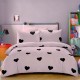 Set de lenjerie de pat din bumbac satinat, 3 piese, Inimi negre 200x160 cm