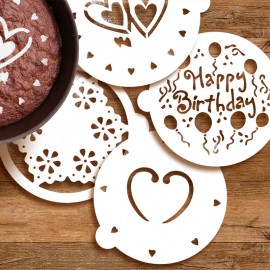 Set de 4 şabloane pentru decorarea prăjiturilor şi a torturilor