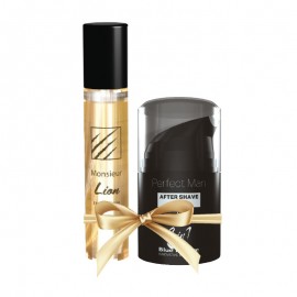 Mini Apă de parfum Monsieur Lion + Creme de faţă şi balsam după bărbierit 2 în 1 perfect man