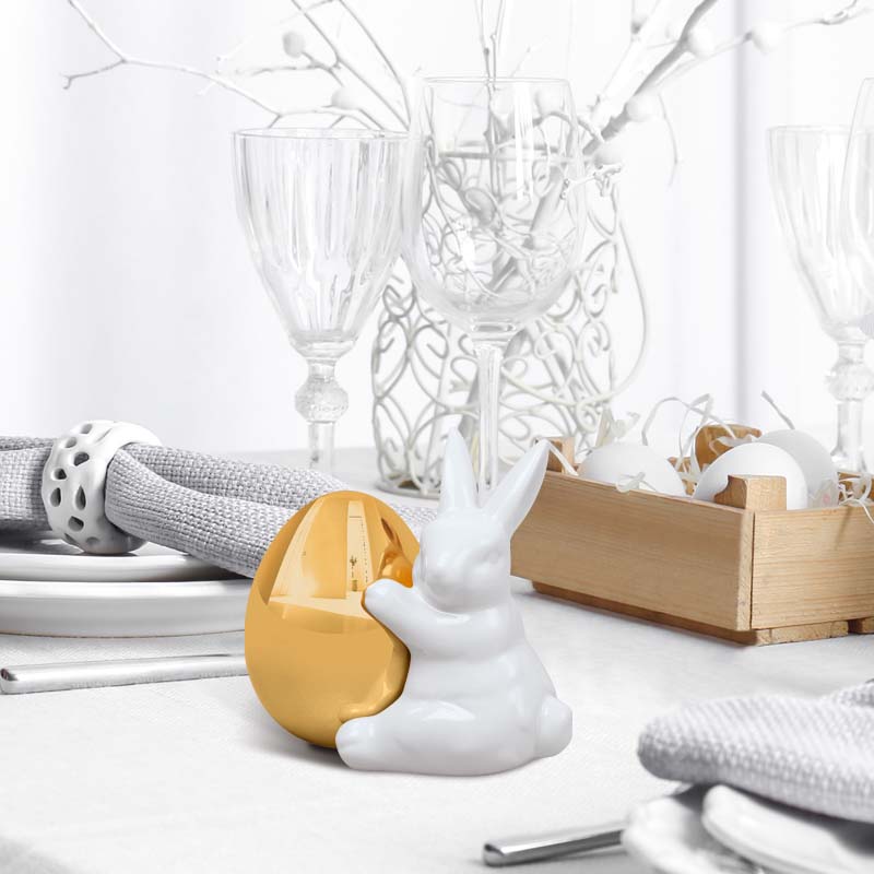 Decoraţiune de porţelan - Iepuraş cu ou de aur