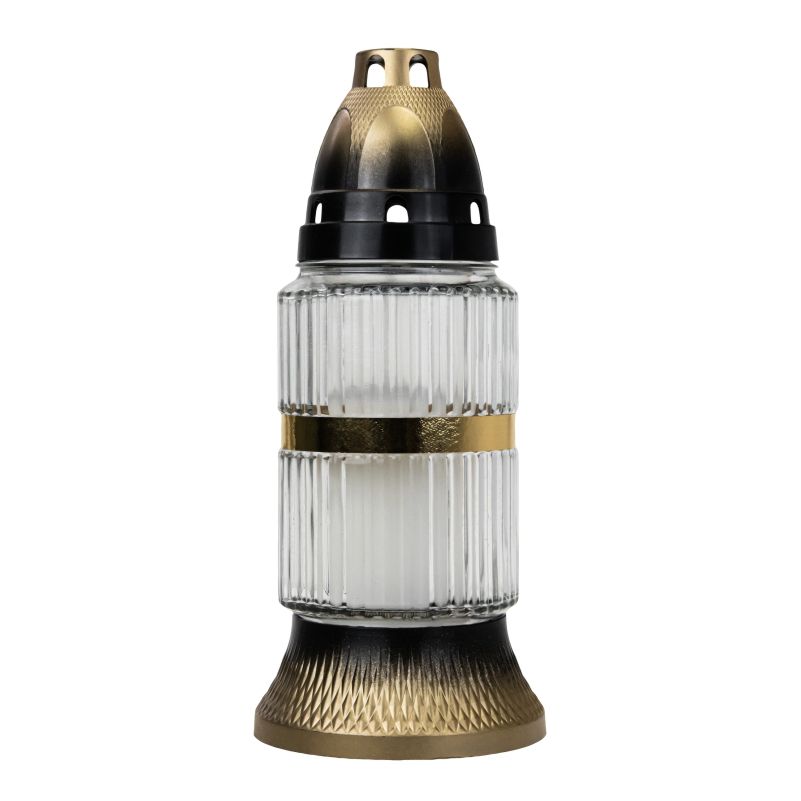 Candela negru-aurie din sticlă cu inserție 18h