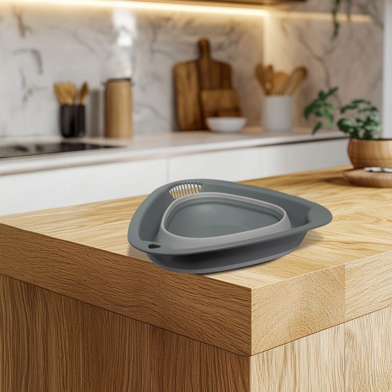 Bol triunghiular pliabil cu funcţie de scurgere