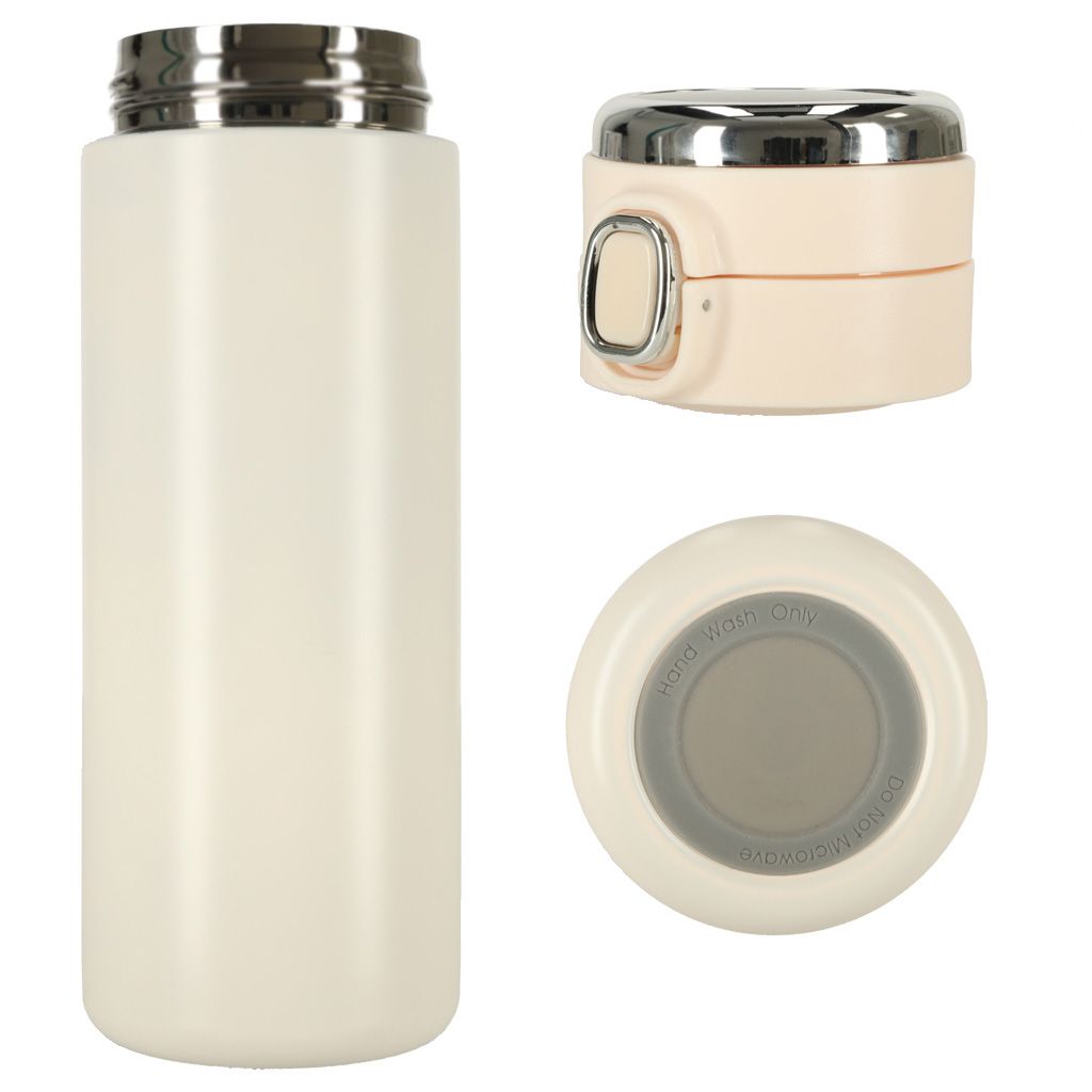 Cană termică bej cu muștiuc și afișaj LED 420 ml