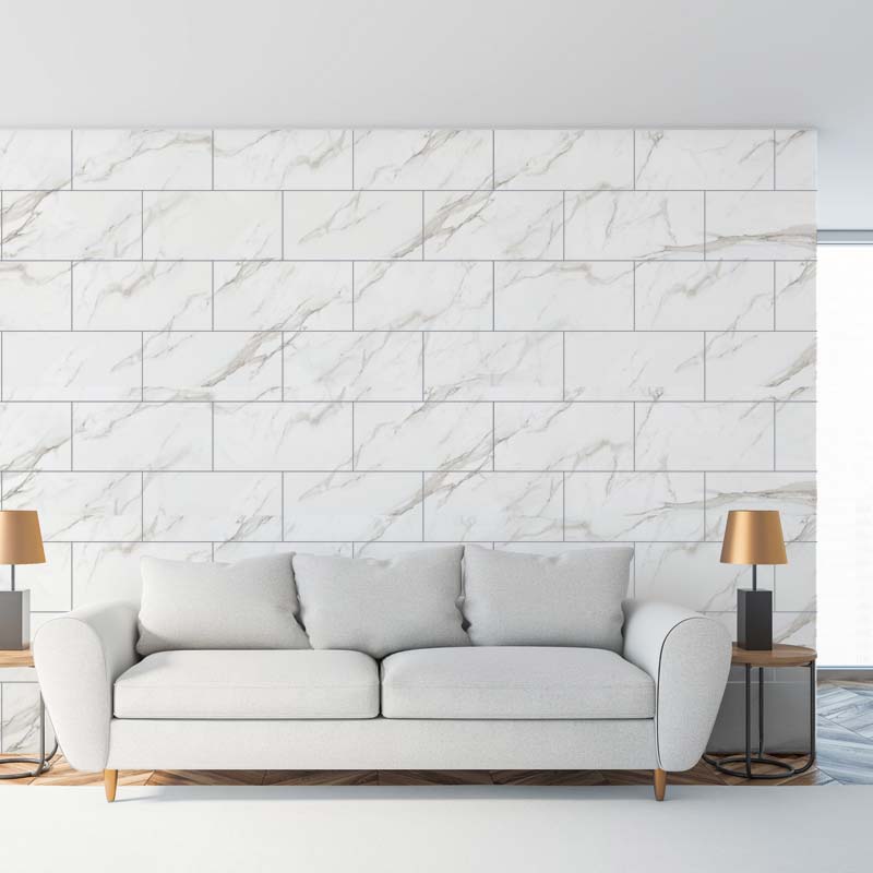 Panou autoadeziv de perete marmură albă