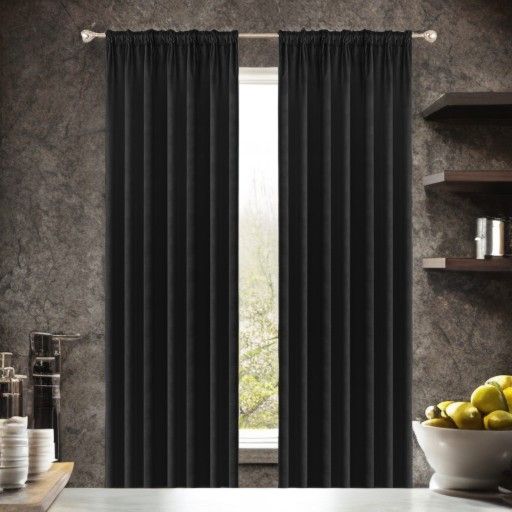 Draperie glamour din velur negru pe bandă 140x250cm (1 buc.)