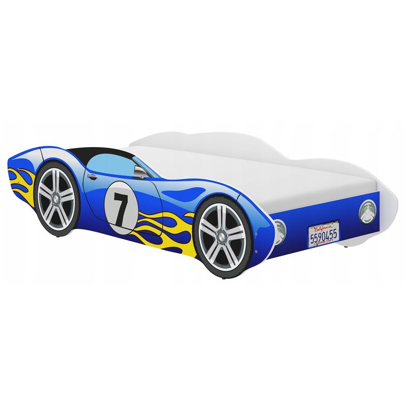 Pat pentru copii Maşină de curse albastră 140 × 70 cm