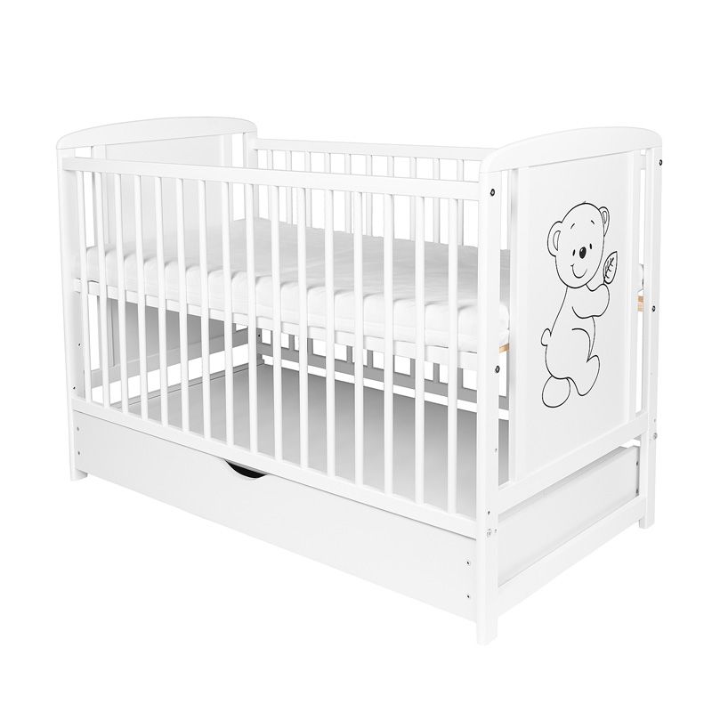 Pat pentru copii cu sertar şi saltea 120 x 60 cm