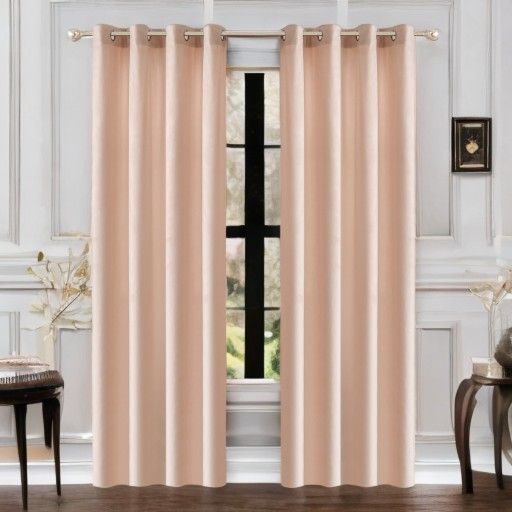 Draperie glamour din catifea bej 140 x 230 cm cu inele (1 buc.)