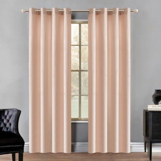 Draperie glamour din catifea bej 140 x 250 cm cu inele (1 buc.)