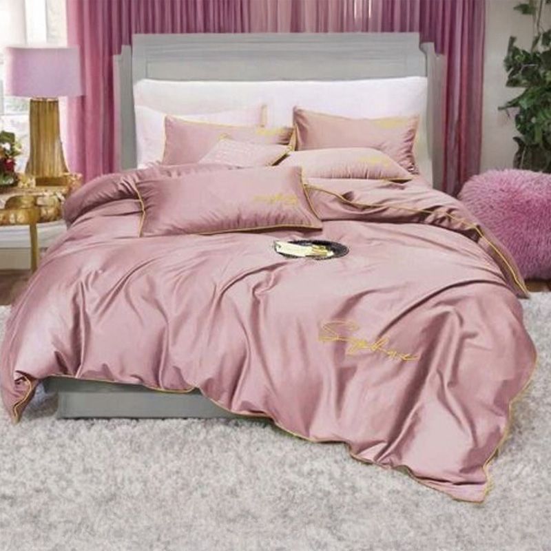 Set de lenjerie din microfibră 200x220 cm, 3 piese, culoare roz