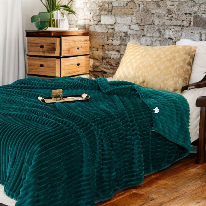 Pătură verde cu dungi 3D