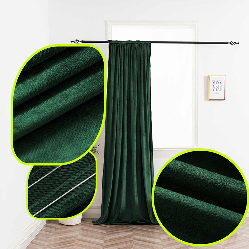 Draperie verde din catifea, model chevron 140 × 250 cm