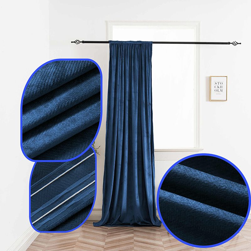 Draperie bleumarin din catifea, model chevron 140 × 250 cm