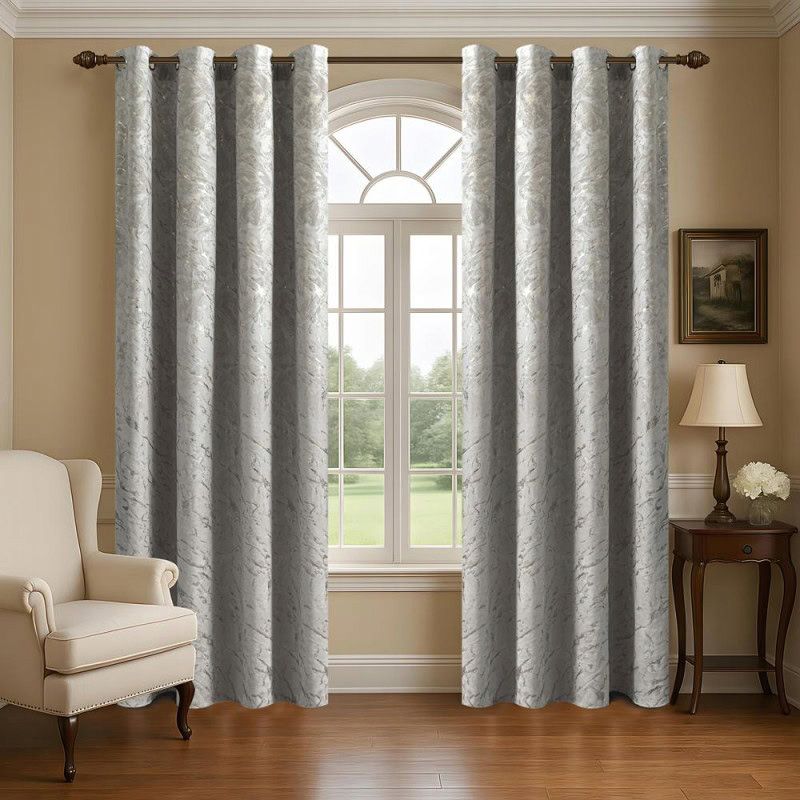 Draperie gri din catifea, model marmorat 140 × 250 cm