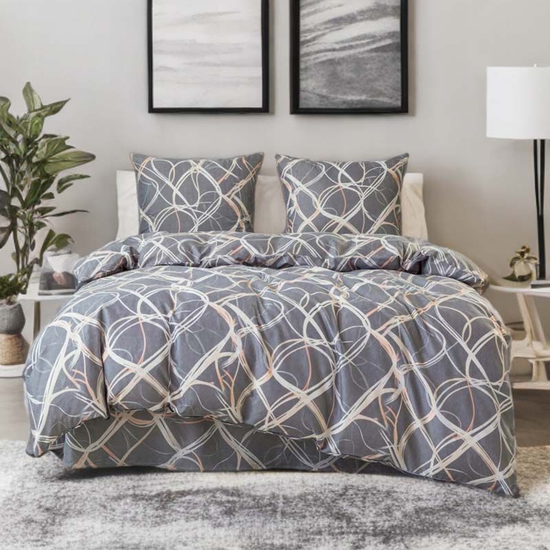 Set de lenjerie de pat din bumbac satinat, 3 piese, Volute 200x160 cm