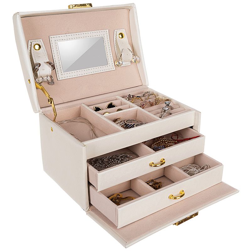 Cutie satinată pentru bijuterii cu oglindă