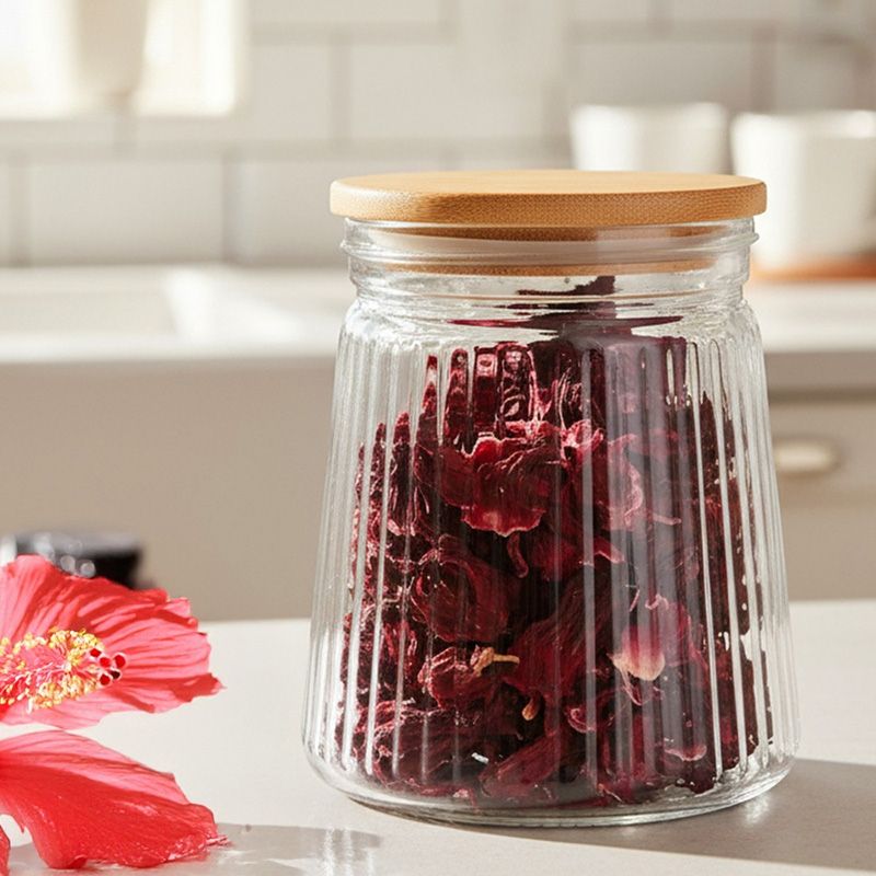 Recipient din sticlă pentru alimente uscate cu capac 700 ml
