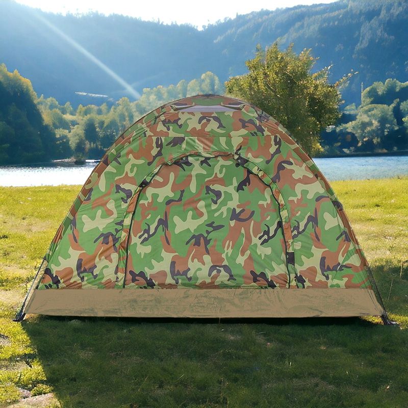 Cort de camping pentru 3 persoane, camuflaj, cu plasă anti-țânțari