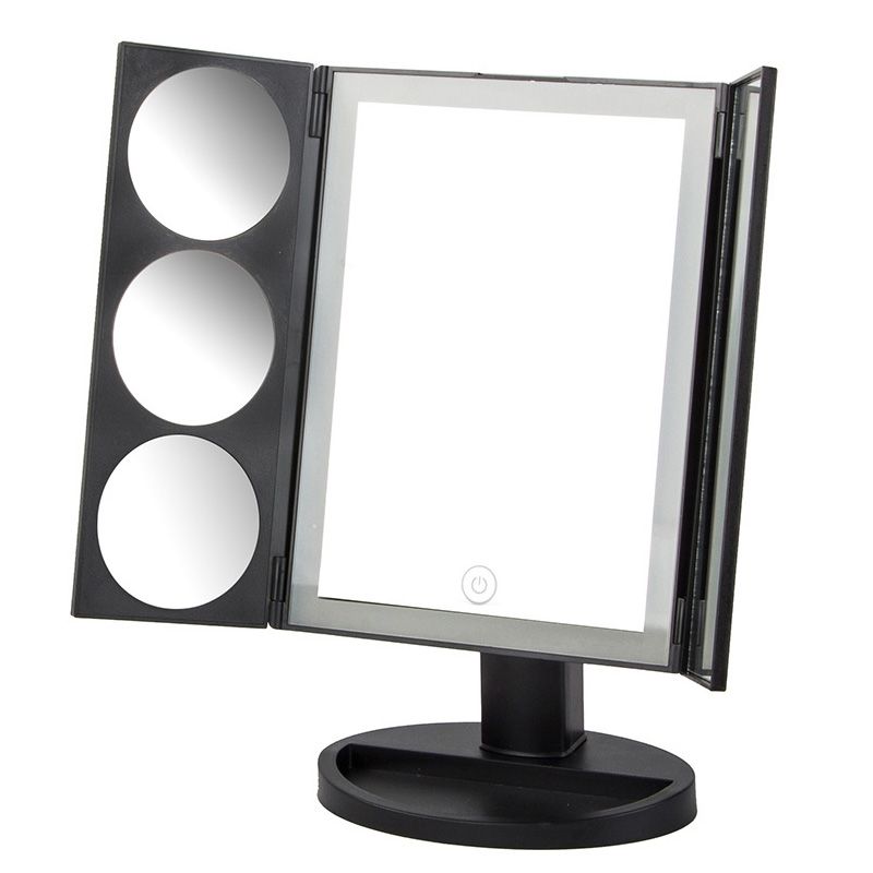 Oglindă cosmetică pentru machiaj cu LED și mărire 3× 5× 10×