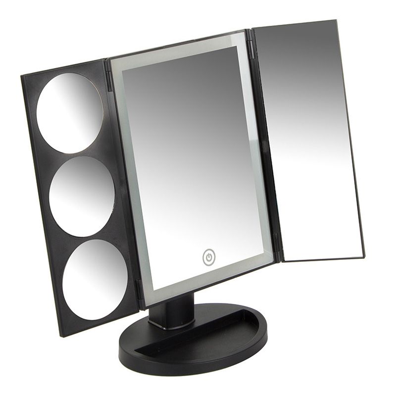 Oglindă cosmetică pentru machiaj cu LED și mărire 3× 5× 10×