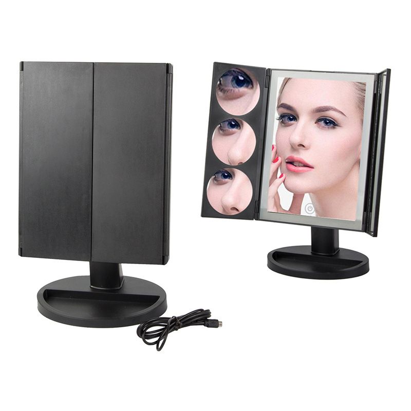 Oglindă cosmetică pentru machiaj cu LED și mărire 3× 5× 10×