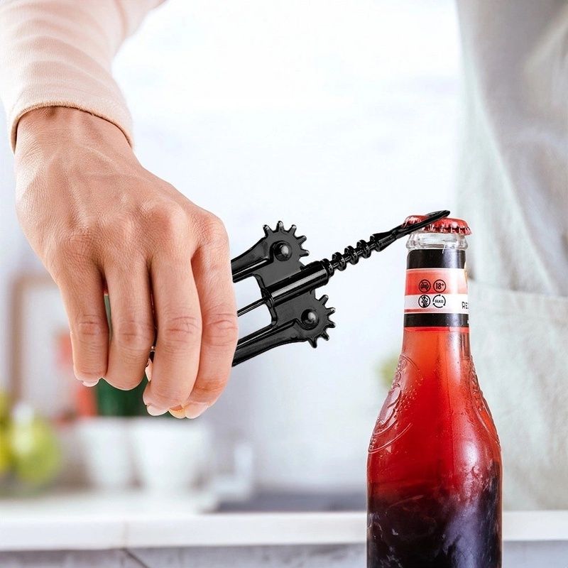 Tirbușon metalic pentru vin - negru
