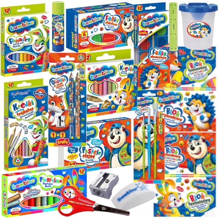 Mega rechizite școlare Bambino XXL – 20 de produse + pix cadou