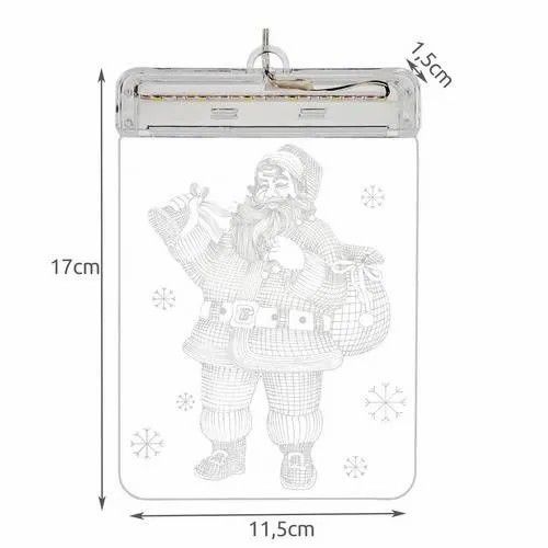 Vitraliu de Crăciun cu LED şi Moş Crăciun – 3D