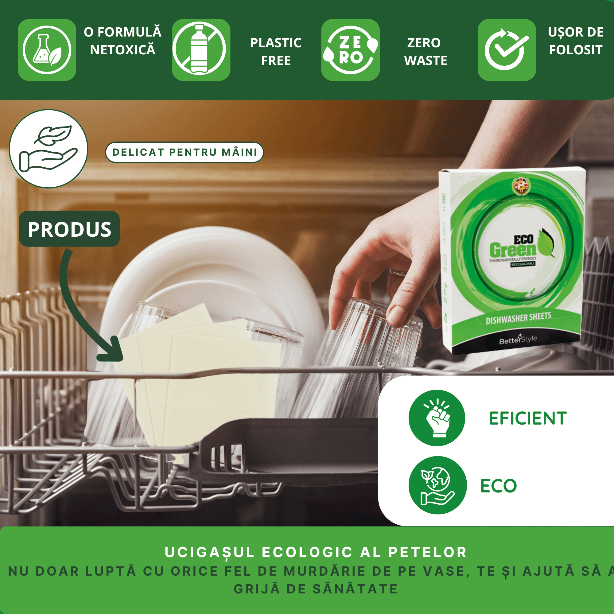 Foi de detergent pentru maşina de spălat vase ECO Green